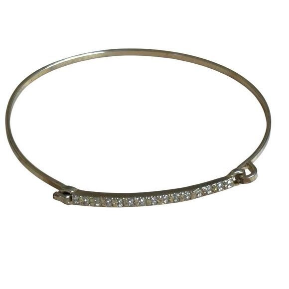 Gold tone rhinestone bangle bracelet - Picture 1 of 5